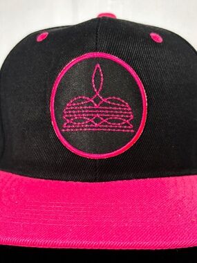 Pink/black Western Stitch Flat Bill Hat